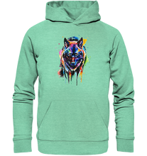 Lade das Bild in den Galerie-Viewer, Bunter schwarzer Wolf - Organic Hoodie
