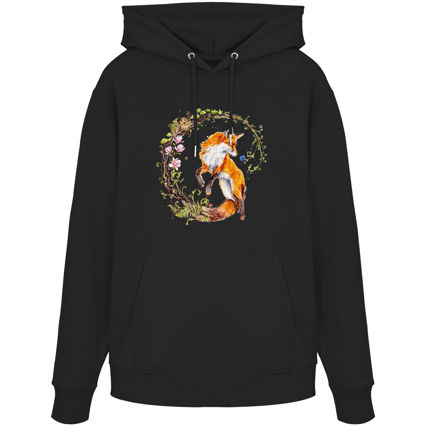 Fuchs mit Rankenillustration - Organic Hoodie