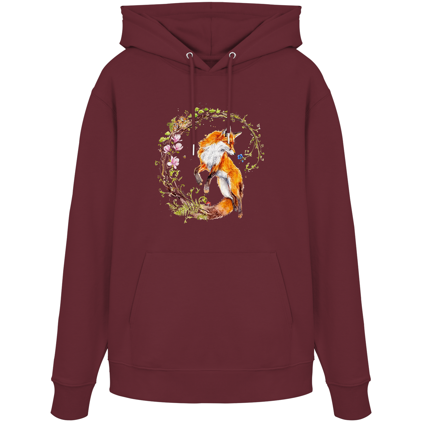 Fuchs mit Rankenillustration - Organic Hoodie