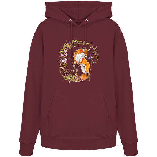 Fuchs mit Rankenillustration - Organic Hoodie