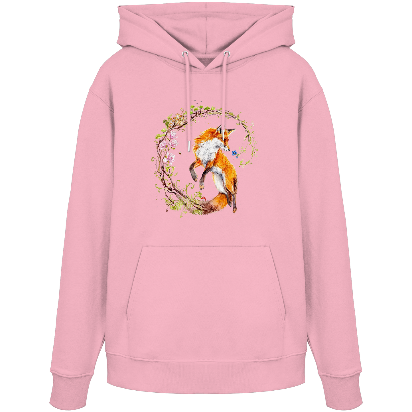 Fuchs mit Rankenillustration - Organic Hoodie