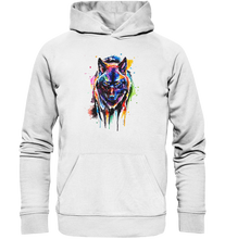 Lade das Bild in den Galerie-Viewer, Bunter schwarzer Wolf - Organic Hoodie
