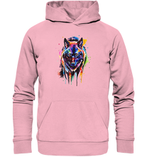 Lade das Bild in den Galerie-Viewer, Bunter schwarzer Wolf - Organic Hoodie
