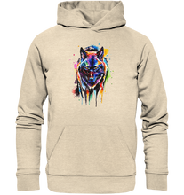 Lade das Bild in den Galerie-Viewer, Bunter schwarzer Wolf - Organic Hoodie

