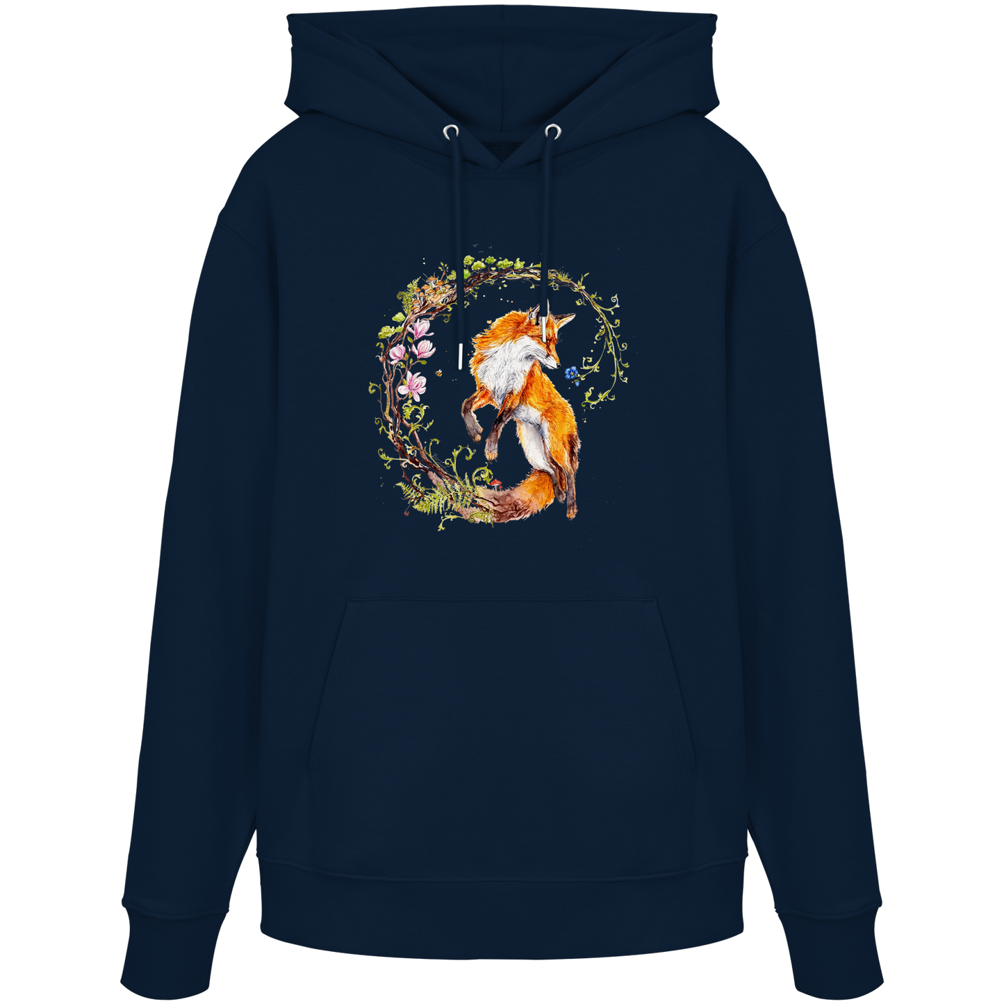 Fuchs mit Rankenillustration - Organic Hoodie