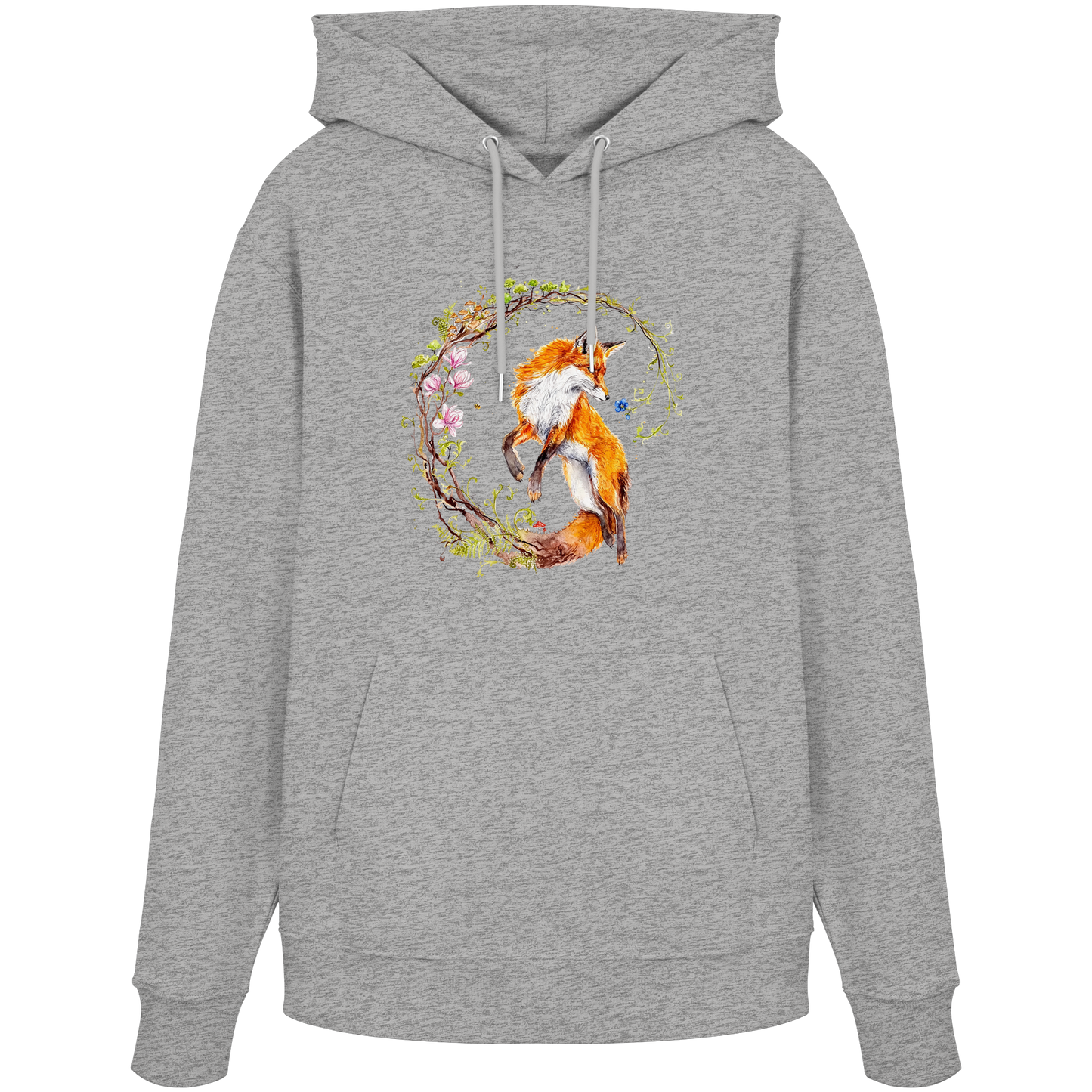 Fuchs mit Rankenillustration - Organic Hoodie