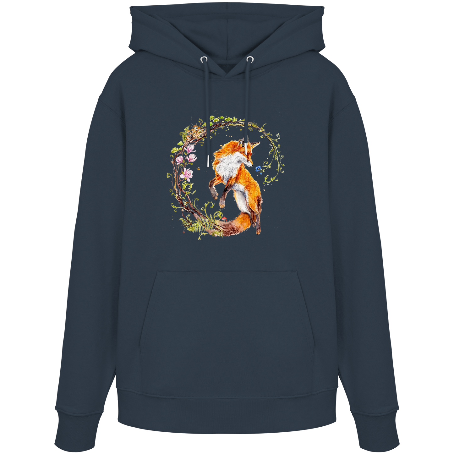 Fuchs mit Rankenillustration - Organic Hoodie