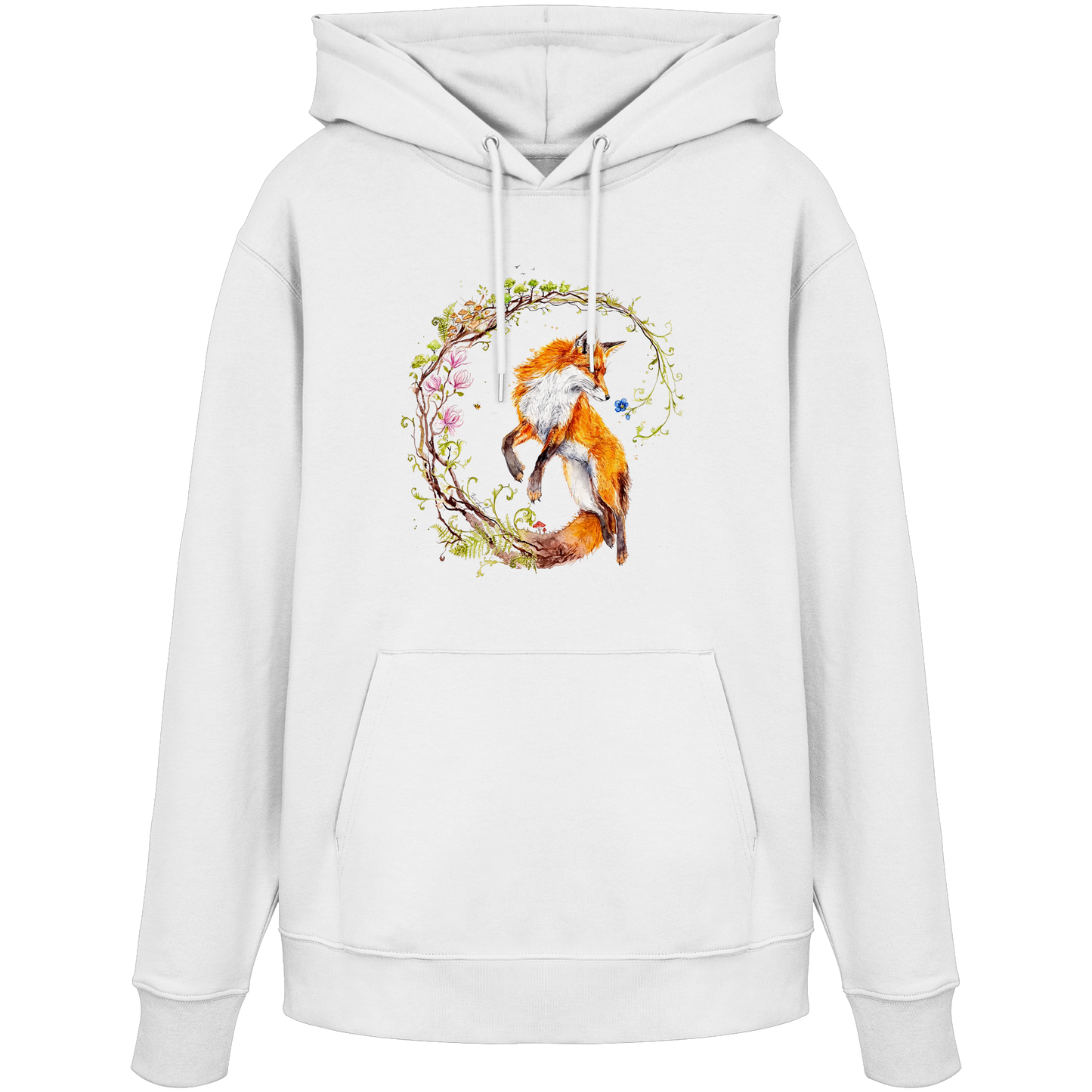 Fuchs mit Rankenillustration - Organic Hoodie