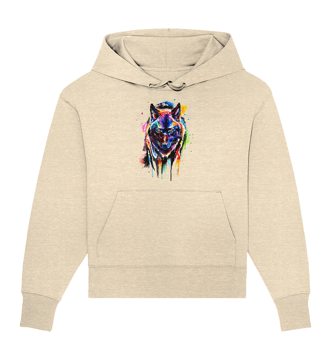 Bunter schwarzer Wolf - Organic Oversize Hoodie