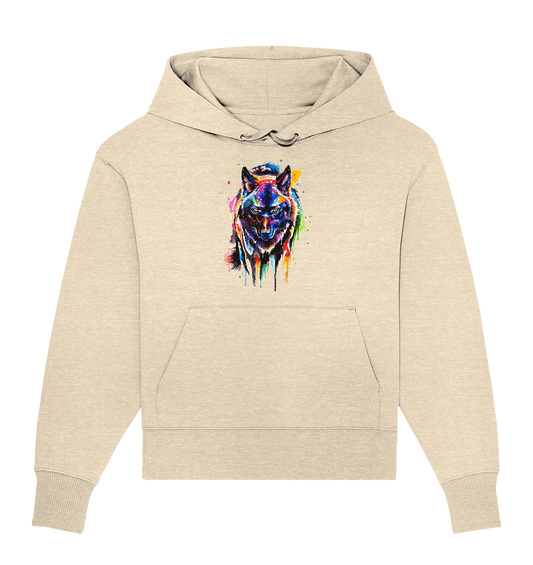 Bunter schwarzer Wolf - Organic Oversize Hoodie