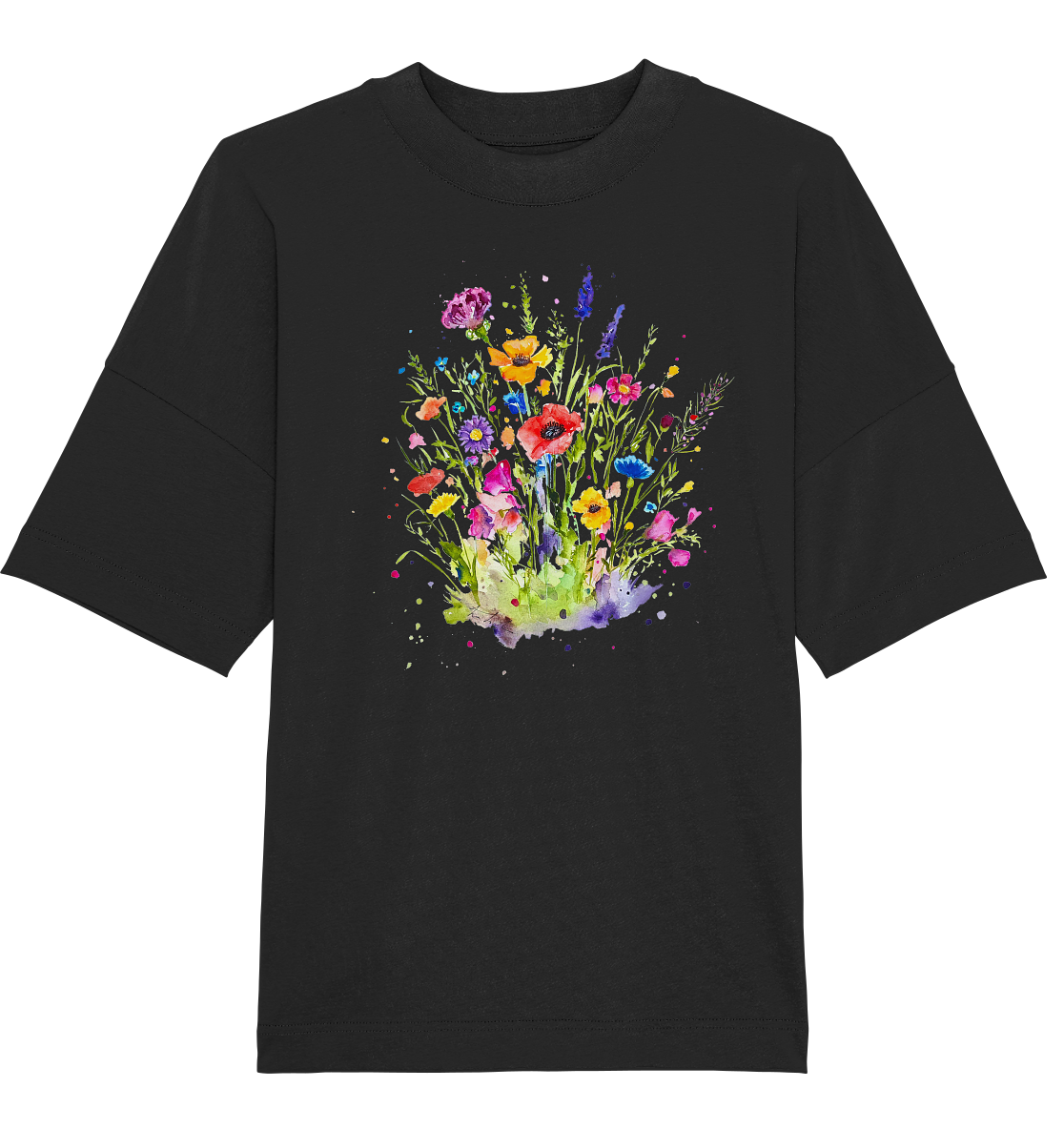 Wildblumen in Aquarell - Organic Oversize Shirt