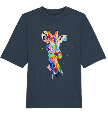 Motiv farbenfrohe Giraffe - Organic Oversize Shirt