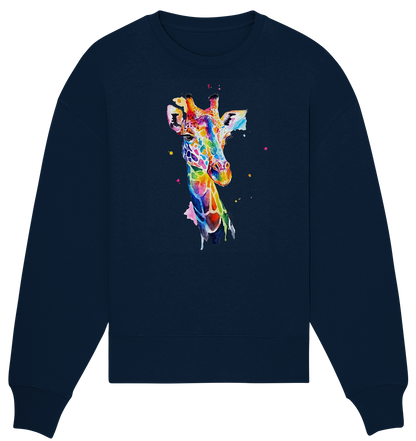 Motiv farbenfrohe Giraffe - Organic Oversize Sweatshirt
