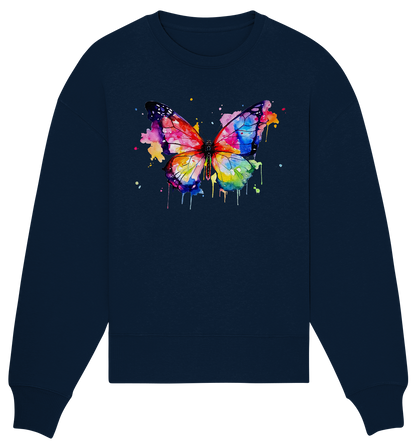 Motiv farbenfroher Schmetterling - Organic Oversize Sweatshirt