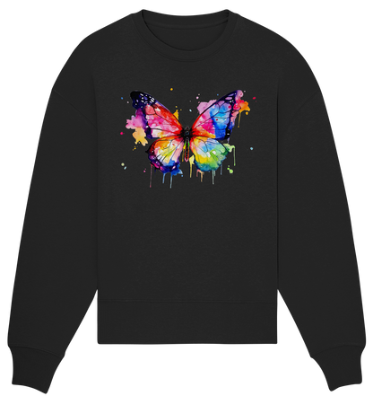 Motiv farbenfroher Schmetterling - Organic Oversize Sweatshirt
