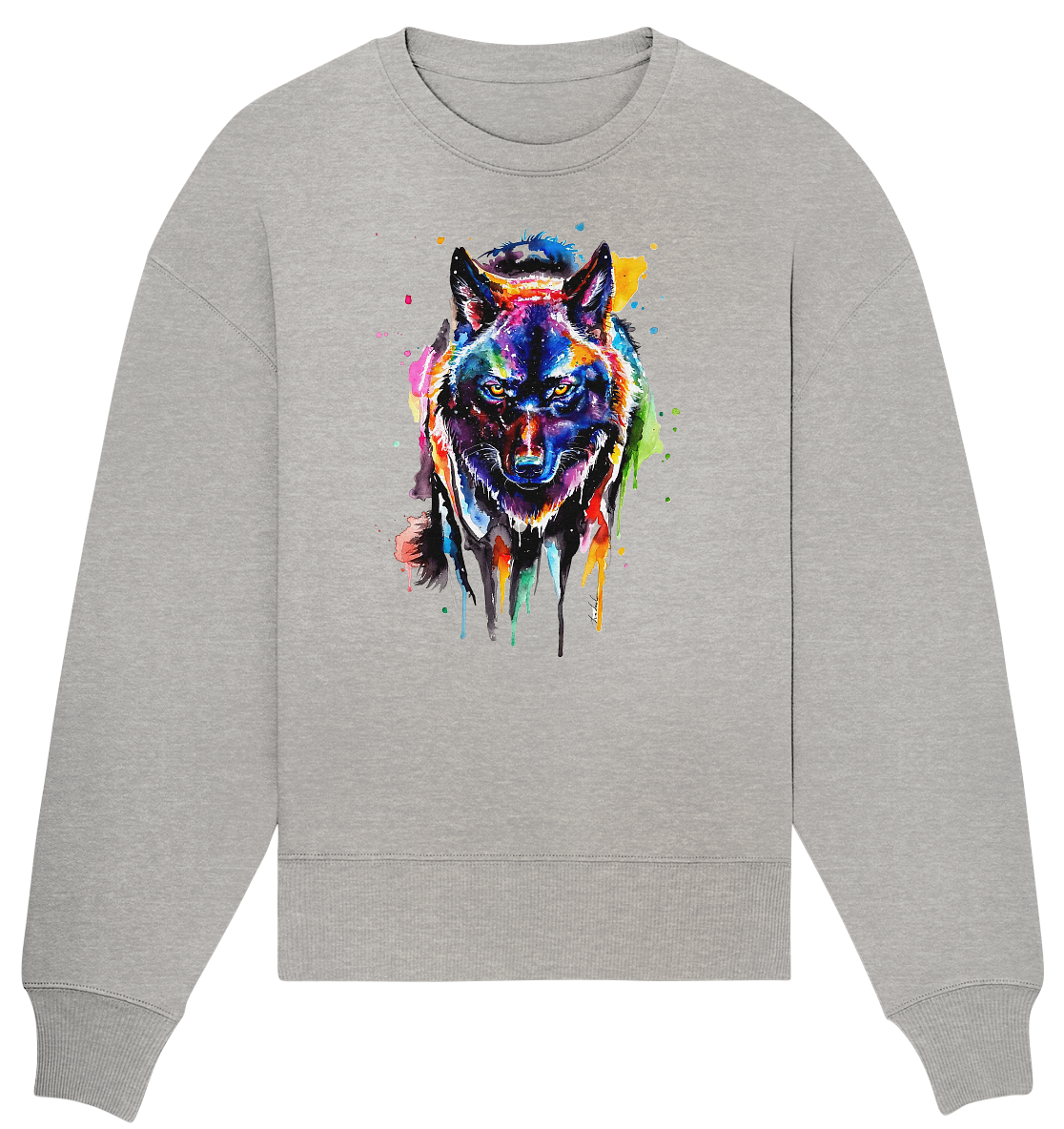Bunter schwarzer Wolf - Organic Oversize Sweatshirt