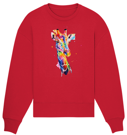 Motiv farbenfrohe Giraffe - Organic Oversize Sweatshirt