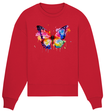 Motiv farbenfroher Schmetterling - Organic Oversize Sweatshirt