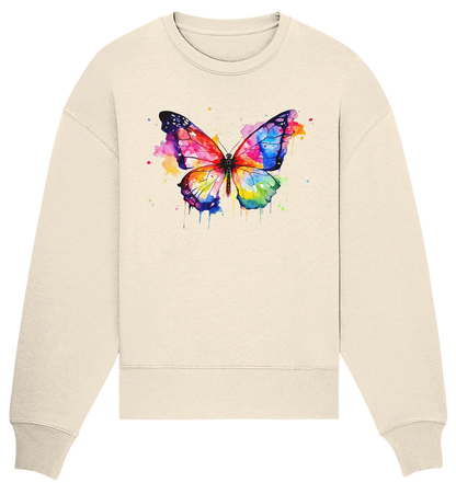Motiv farbenfroher Schmetterling - Organic Oversize Sweatshirt