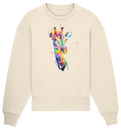Motiv farbenfrohe Giraffe - Organic Oversize Sweatshirt