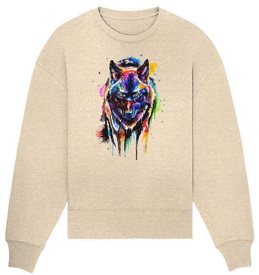 Bunter schwarzer Wolf - Organic Oversize Sweatshirt