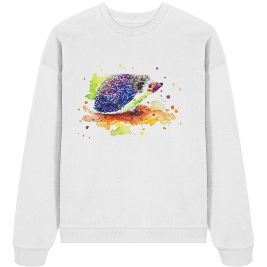 Motiv farbenfroher Igel - Organic Oversize Sweatshirt