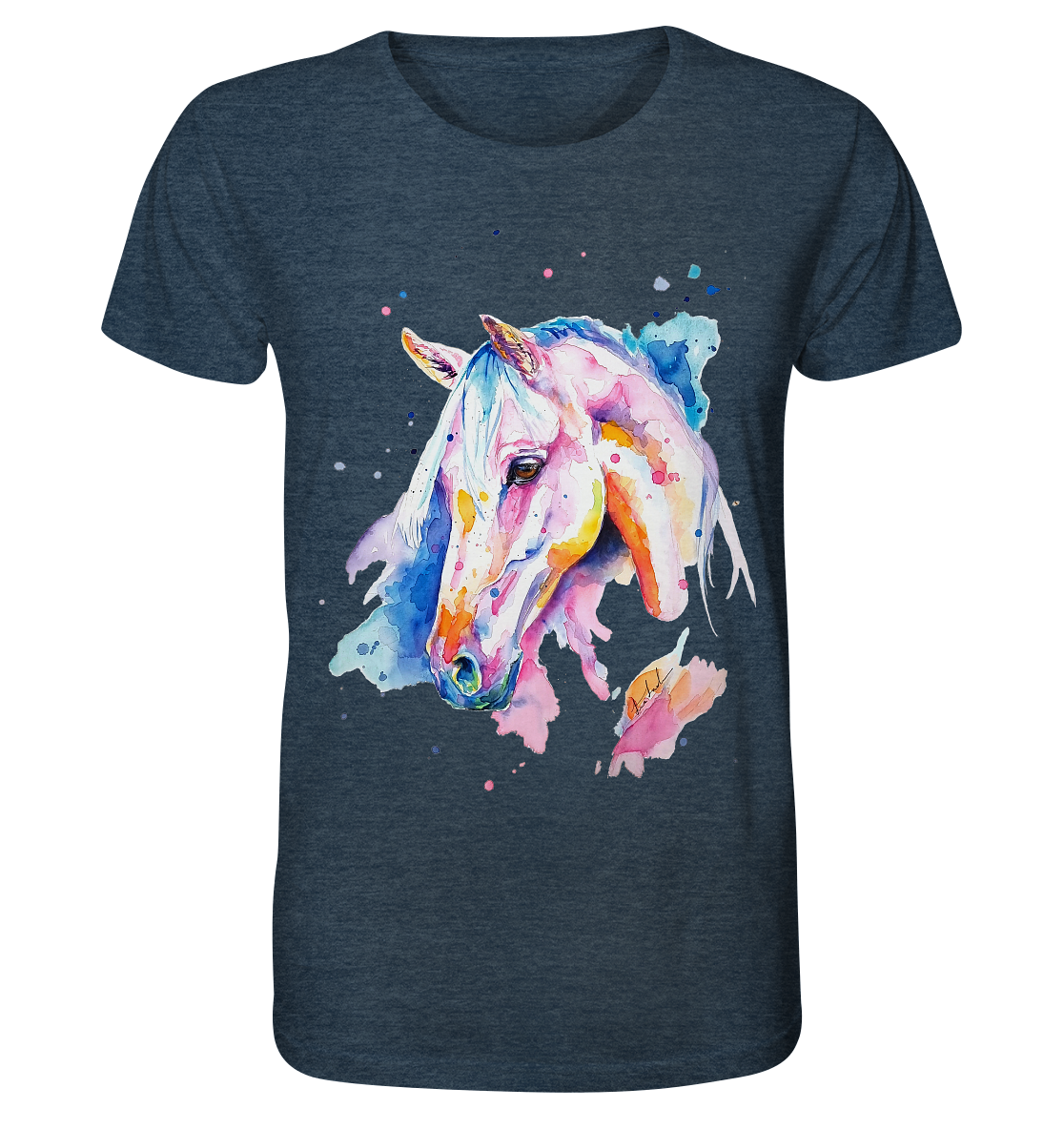 Buntes Pferd - Organic Shirt (meliert)
