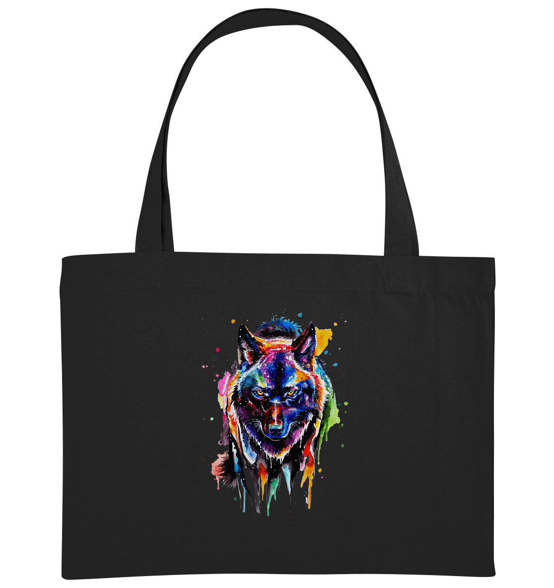 Bunter schwarzer Wolf - Organic Shopping-Bag