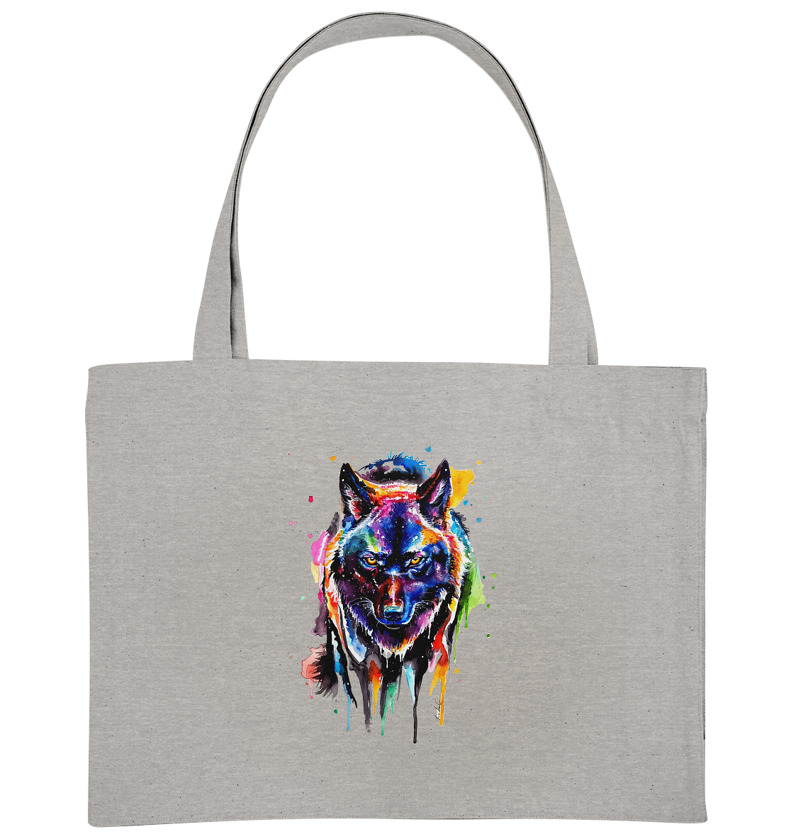 Bunter schwarzer Wolf - Organic Shopping-Bag