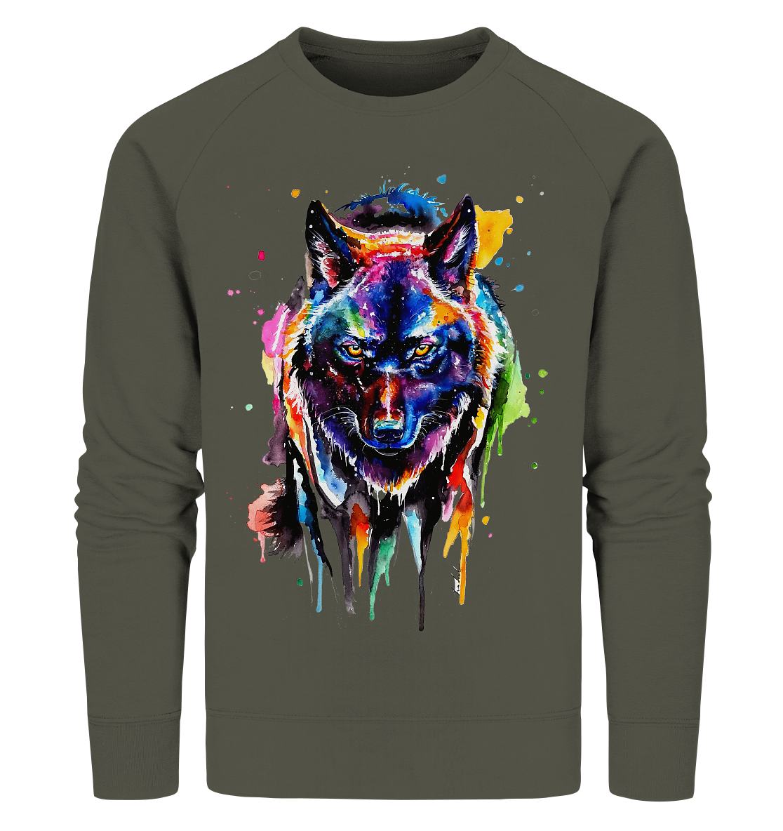 Bunter schwarzer Wolf - Organic Sweatshirt