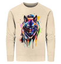 Lade das Bild in den Galerie-Viewer, Bunter schwarzer Wolf - Organic Sweatshirt
