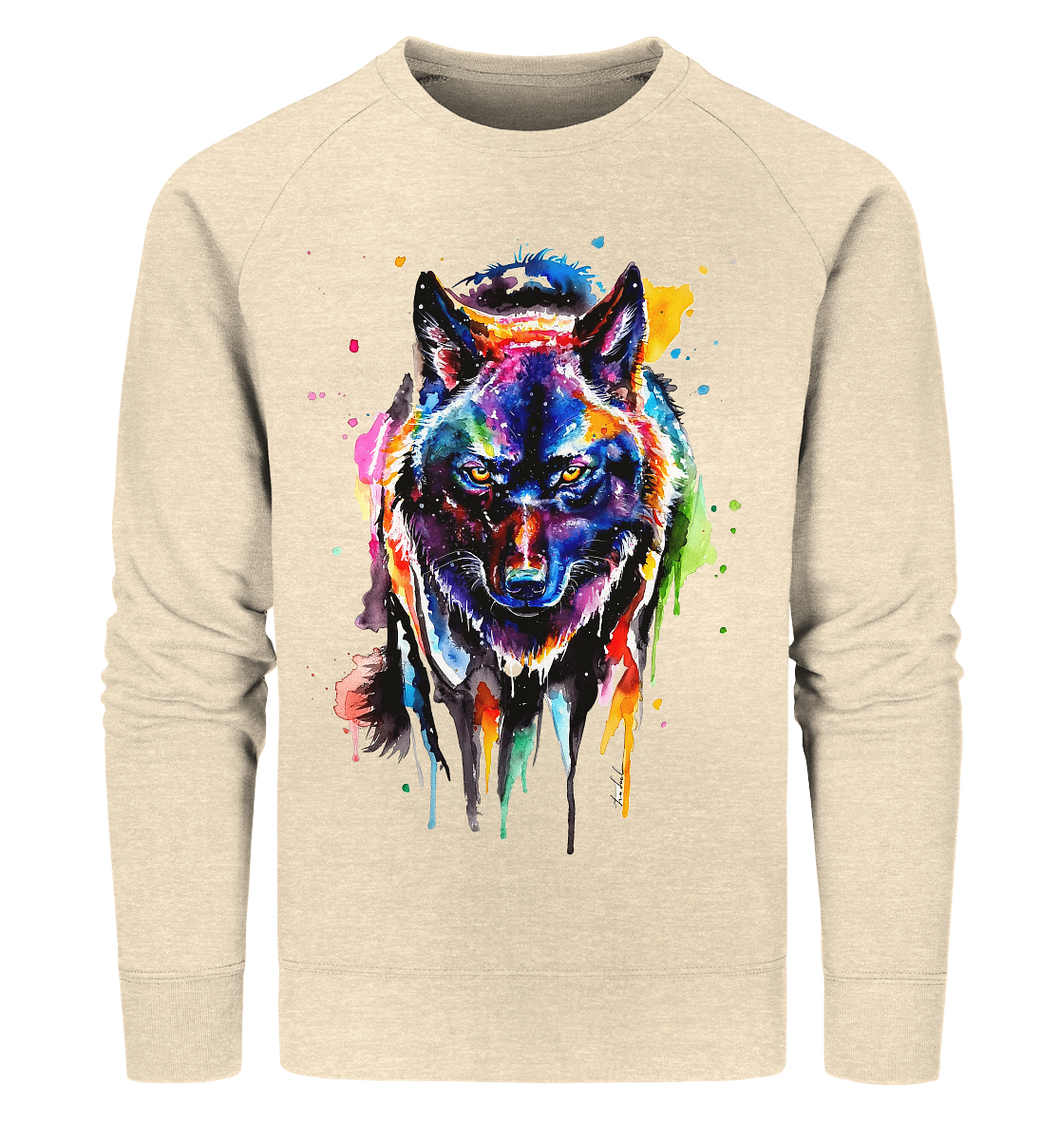Bunter schwarzer Wolf - Organic Sweatshirt