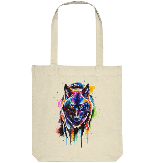 Bunter schwarzer Wolf - Organic Tote-Bag