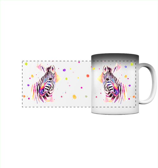 Trinkgefäße mit buntem Zebra - Loni - Panorama Magic Mug
