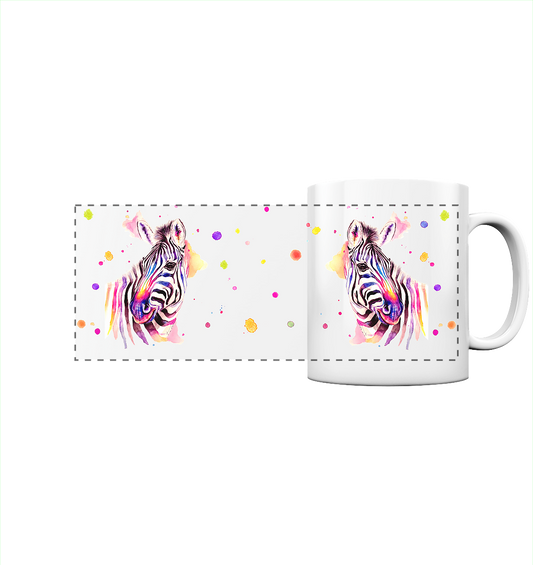 Trinkgefäße mit buntem Zebra - Loni - Panorama Tasse