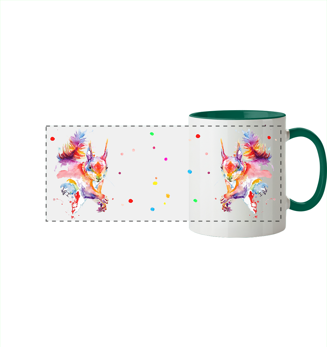 Trinkgefäße mit buntem Eichhörnchen - Panorama Tasse zweifarbig