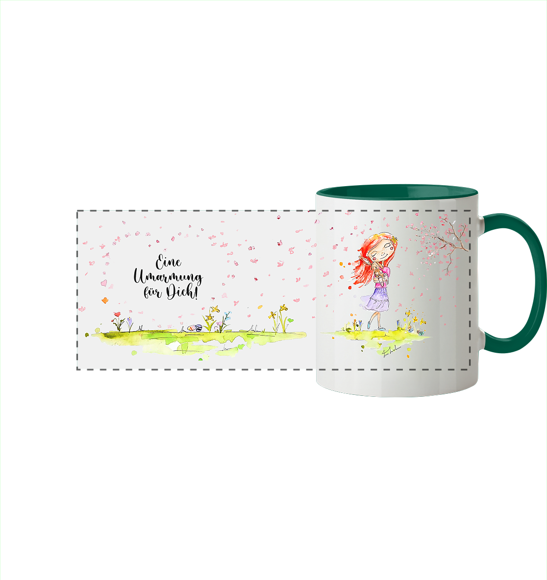 Eine Umarmung für dich - Frühlingsedition- Trinkgefäße - Panorama Tasse zweifarbig