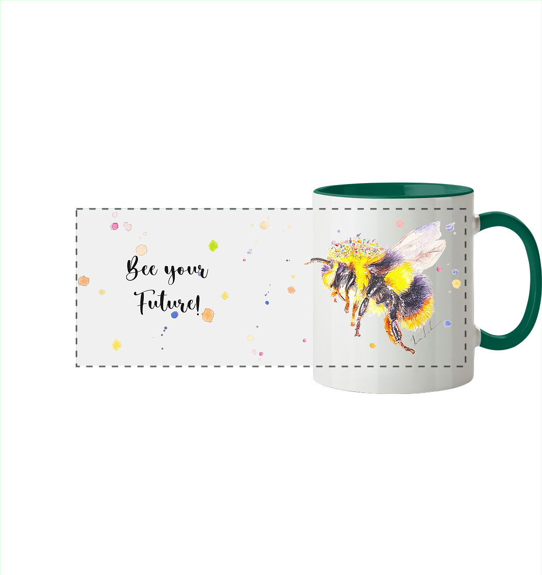 Trinkgefäße mit Hummel - Mila - Panorama Tasse zweifarbig