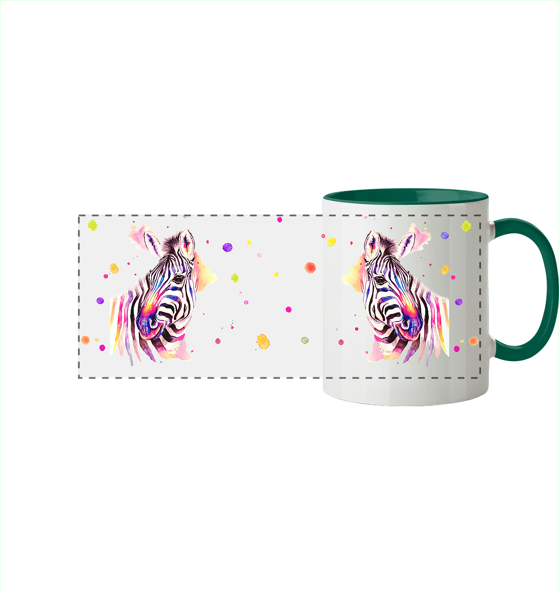 Trinkgefäße mit buntem Zebra - Loni - Panorama Tasse zweifarbig