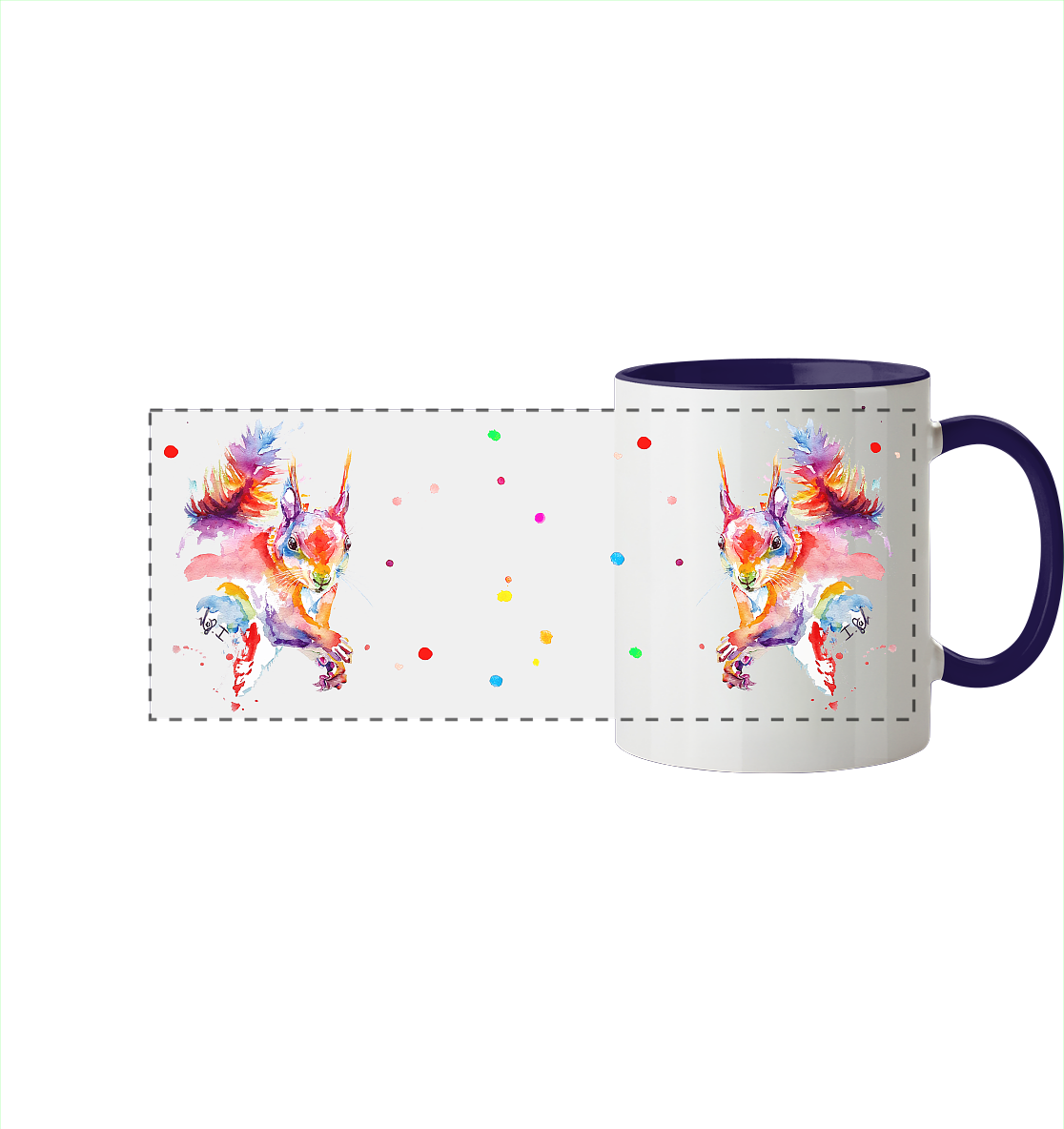 Trinkgefäße mit buntem Eichhörnchen - Panorama Tasse zweifarbig