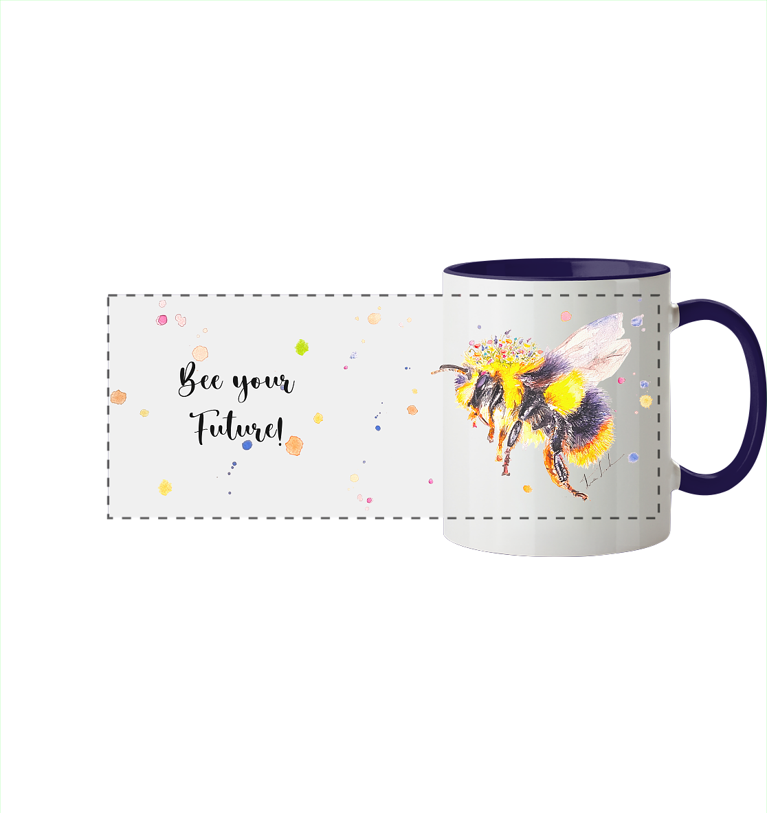 Trinkgefäße mit Hummel - Mila - Panorama Tasse zweifarbig