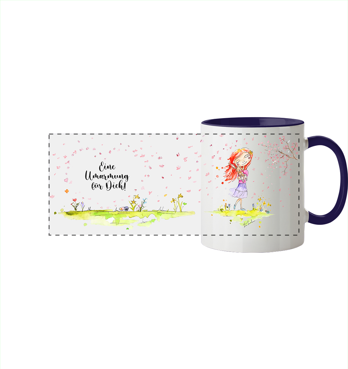 Eine Umarmung für dich - Frühlingsedition- Trinkgefäße - Panorama Tasse zweifarbig