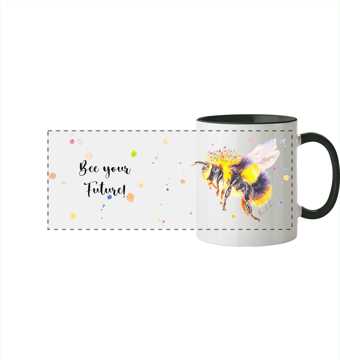 Trinkgefäße mit Hummel - Mila - Panorama Tasse zweifarbig