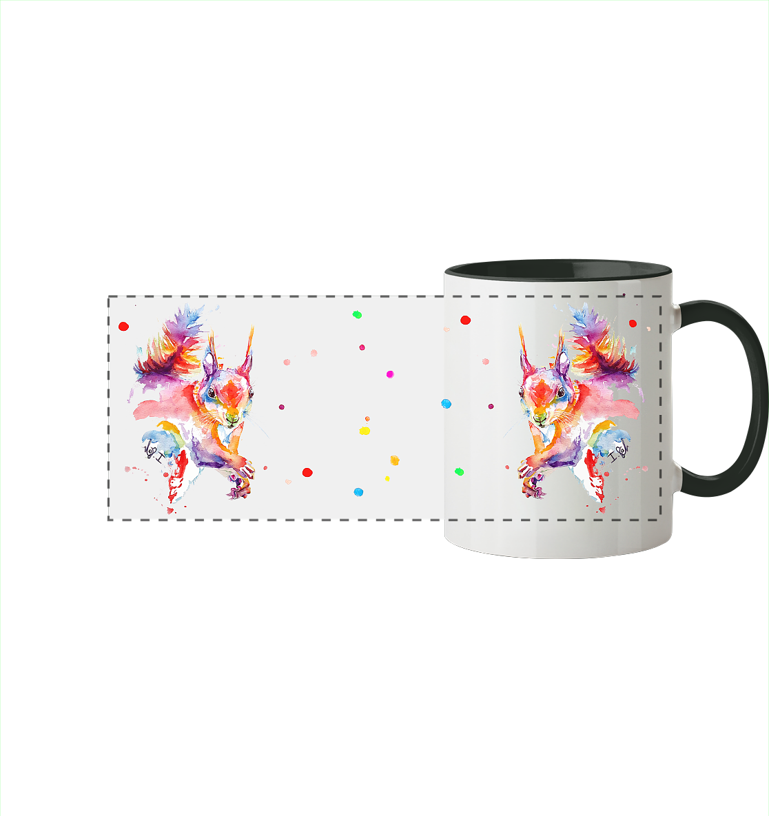 Trinkgefäße mit buntem Eichhörnchen - Panorama Tasse zweifarbig