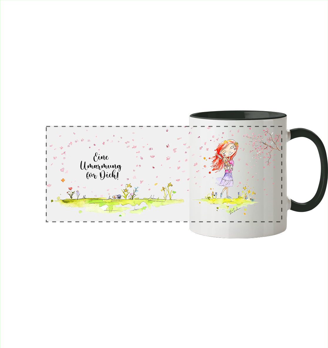 Eine Umarmung für dich - Frühlingsedition- Trinkgefäße - Panorama Tasse zweifarbig
