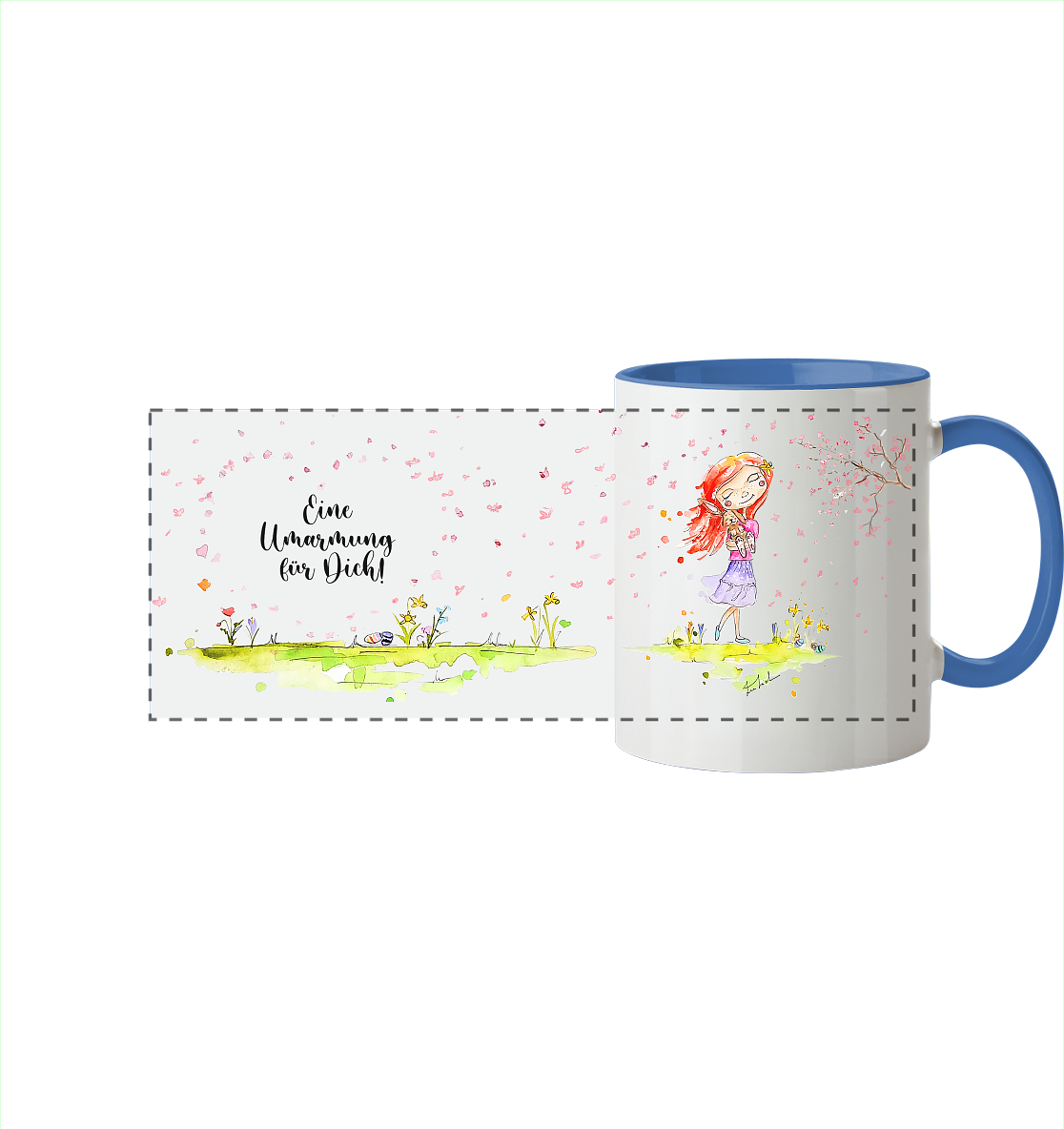 Eine Umarmung für dich - Frühlingsedition- Trinkgefäße - Panorama Tasse zweifarbig