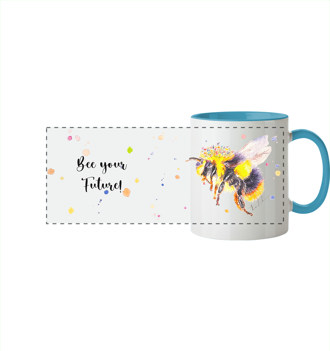 Trinkgefäße mit Hummel - Mila - Panorama Tasse zweifarbig