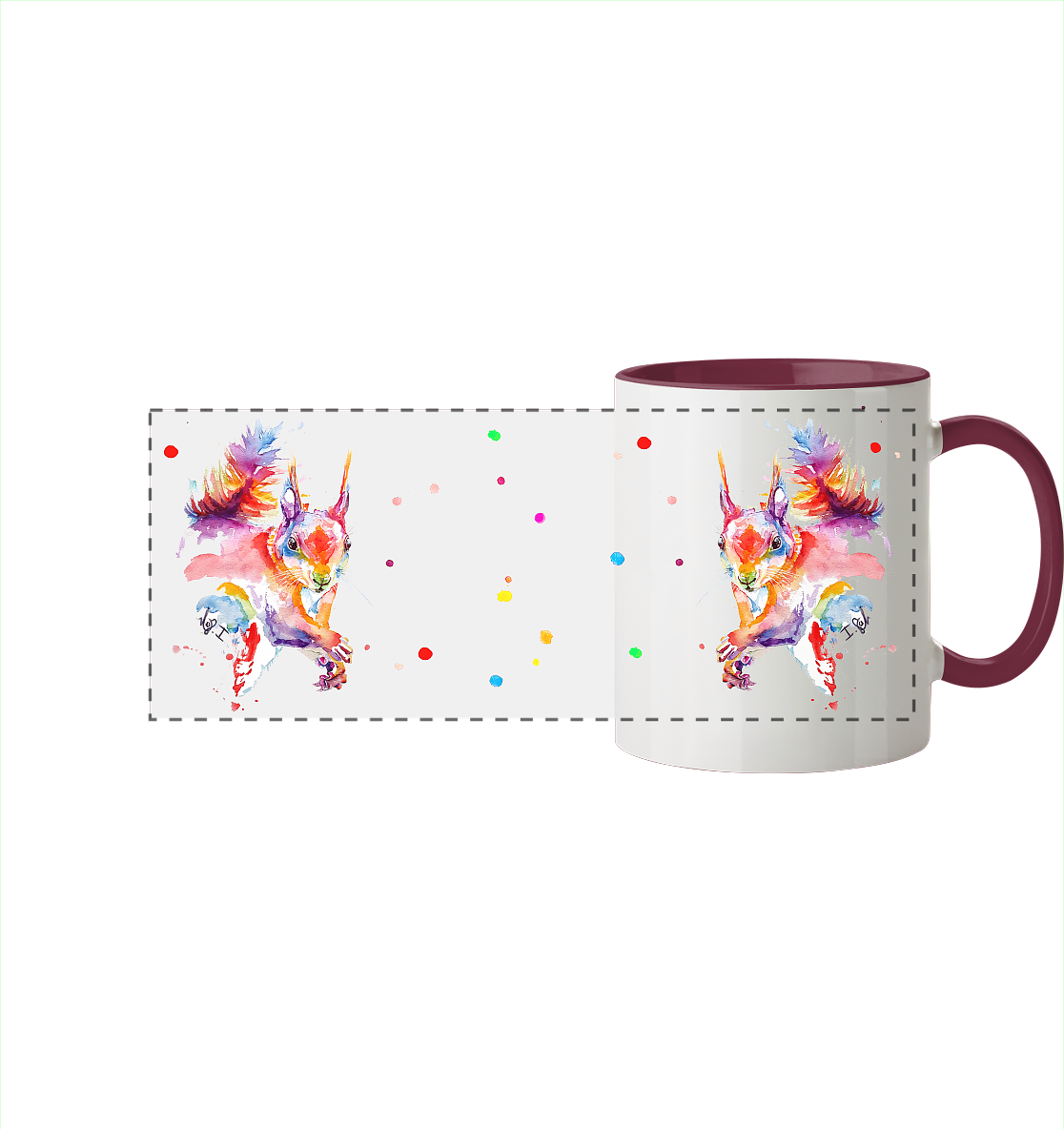 Trinkgefäße mit buntem Eichhörnchen - Panorama Tasse zweifarbig