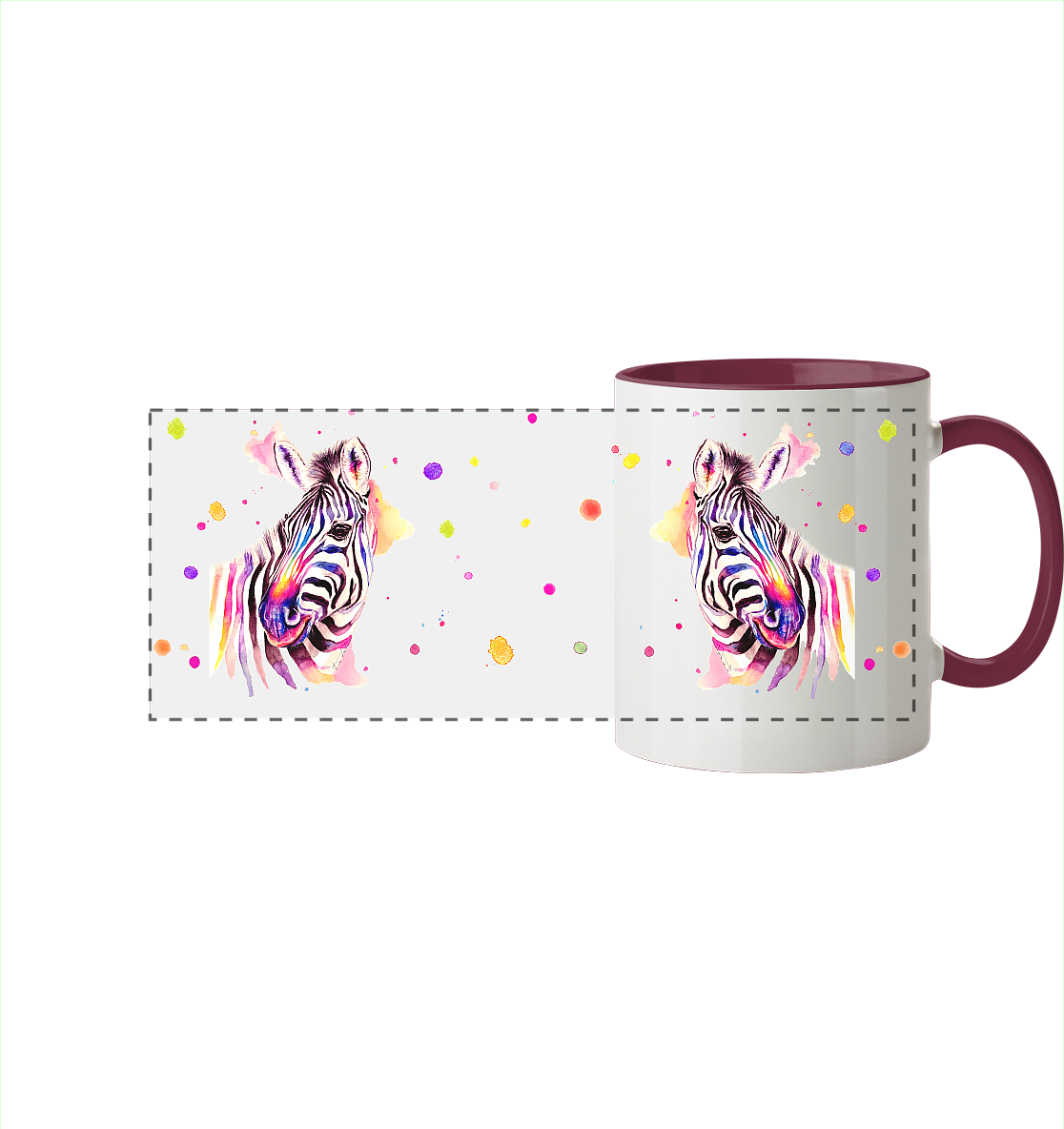 Trinkgefäße mit buntem Zebra - Loni - Panorama Tasse zweifarbig