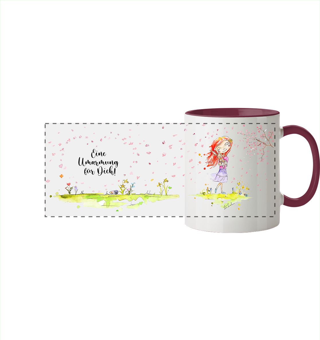 Eine Umarmung für dich - Frühlingsedition- Trinkgefäße - Panorama Tasse zweifarbig